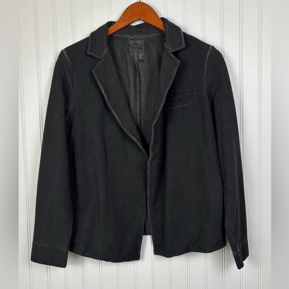 Nic + Zoe Graphite Open Front Blazer Jacket Distressed Women’s Size Medium